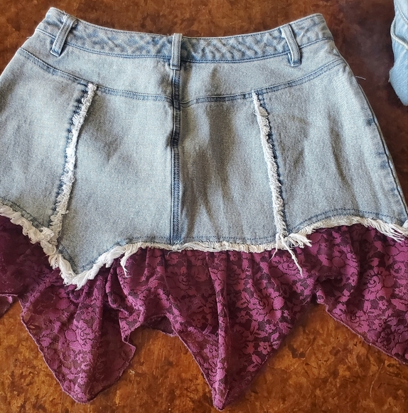 Hot Topic Red and Purple Skirt with Distressed Hem - Picture 10 of 10